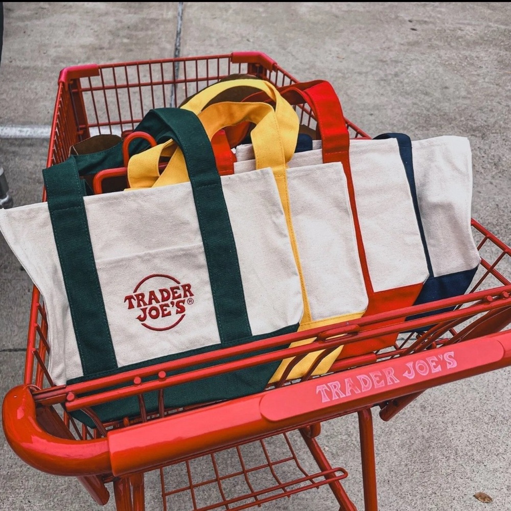 Trader Joe’s Mini Canvas Reusable Tote Bags Set All 4 Colors Limited 2024 NWT